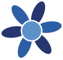Logotyp för Höglandets samordningsförbund, en blå blomma utan text